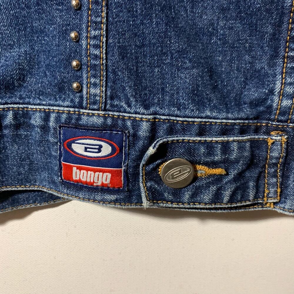 Vintage Bongo Denim Jean Jacket Stone Embellished Junior sz Med - Picture 11 of 11
